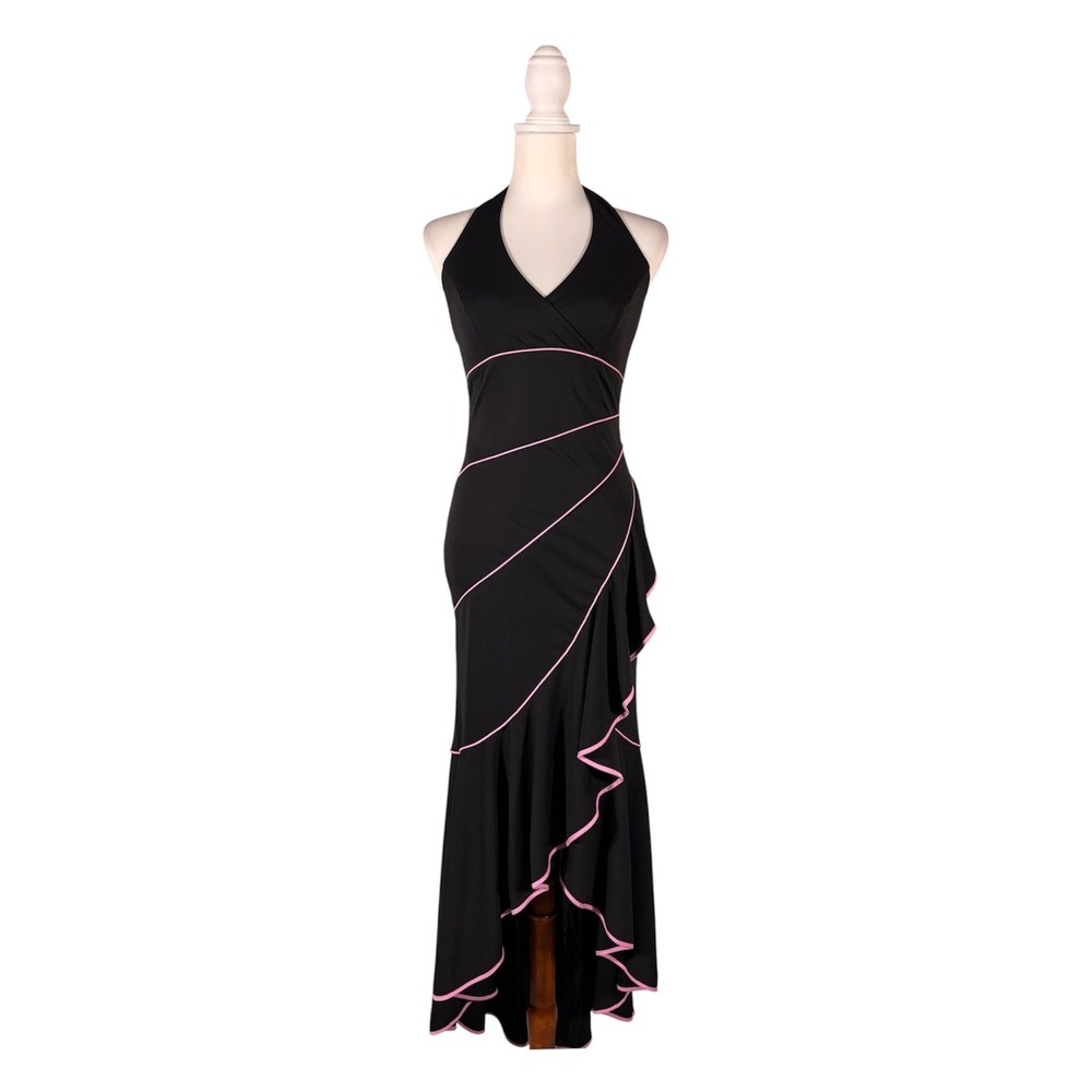 Vintage 90s Black Midi Dress S LBD Dark Romance Cyber Vamp Y2K Gothic Princess